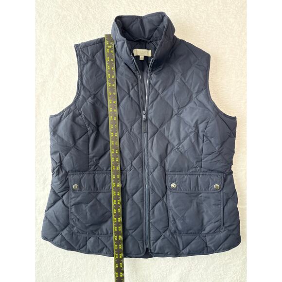 Talbots Lightweight Diamond Quilted Vest Size XL Preppy Navy Blue Full Zip - Picture 4 of 6